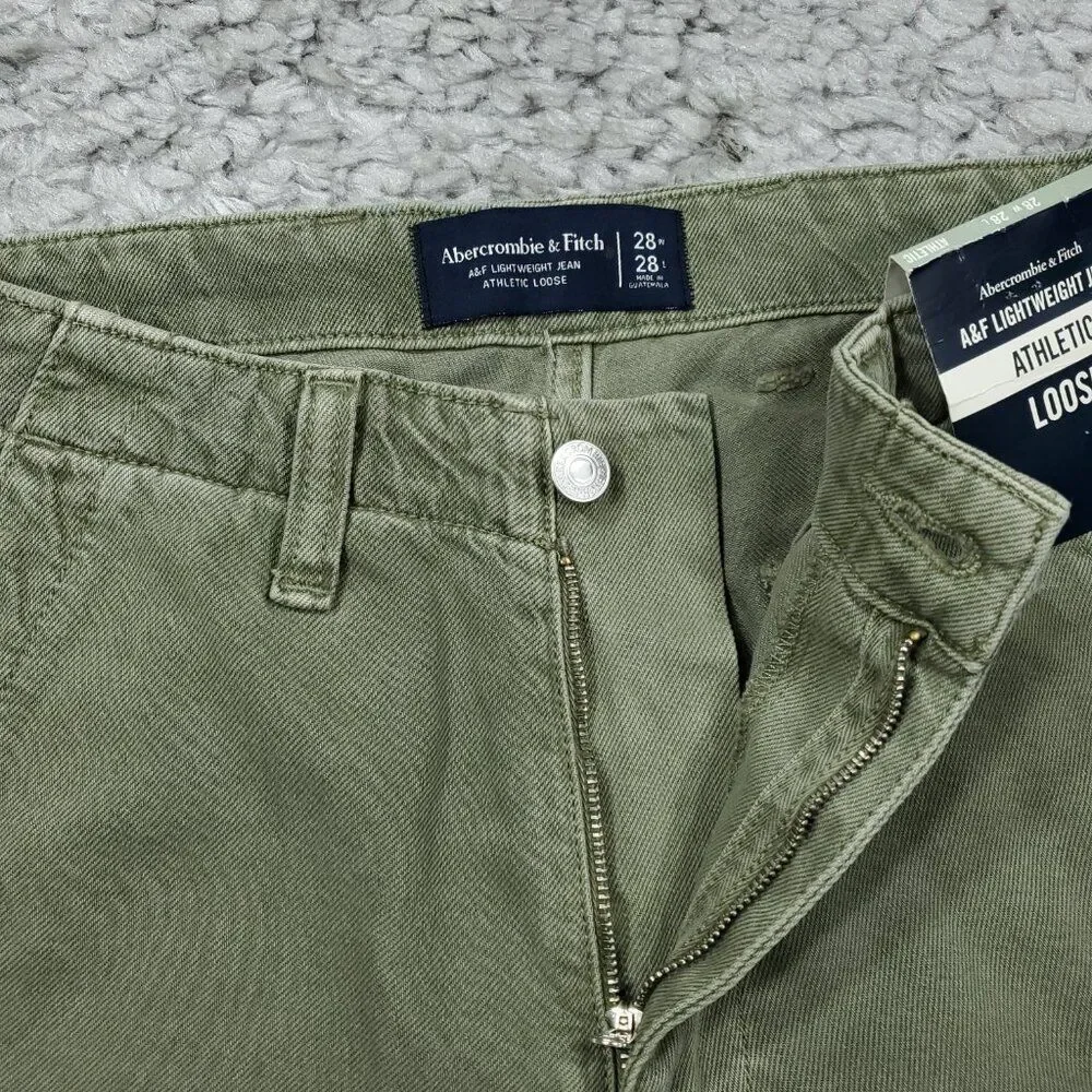 Abercrombie A&F Lightweight Jean Athletic Loose Men's Size 28 x 28 Green Jeans